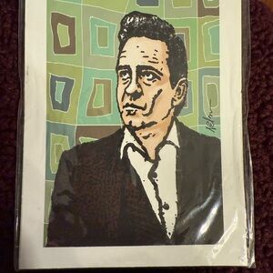 Retro Portrait Art Print with Geometric Background